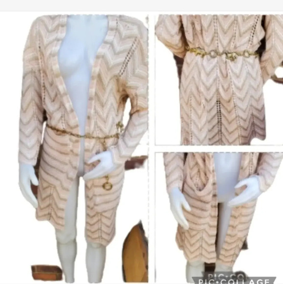 Zig zag Pastel open‎ long cardigan M - Picture 1 of 13